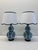 Late 20th Century Pair of Ralph Lauren Home Blue & White Porcelain Double Gourd Table Lamps With White/Blue Trim Shades For Sale - Image 11 of 11