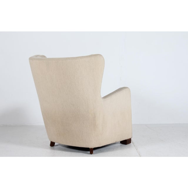 Fritz Hansen Large Danish Art Deco Wool Lounge Chair in the style of Fritz Hansen, 1930s For Sale - Image 4 of 12