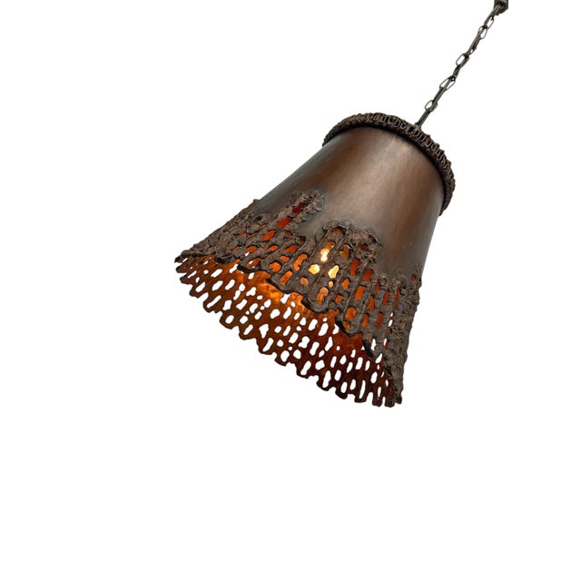 Brutalist Handcrafted Copper Pendant Lamp in Tom Greene, 1960s For Sale - Image 13 of 18