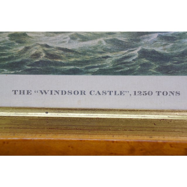 Pair Mid Century Clipper Ship Prints Windsor Castle & Swiftsure Maple Frames 12" For Sale - Image 10 of 11