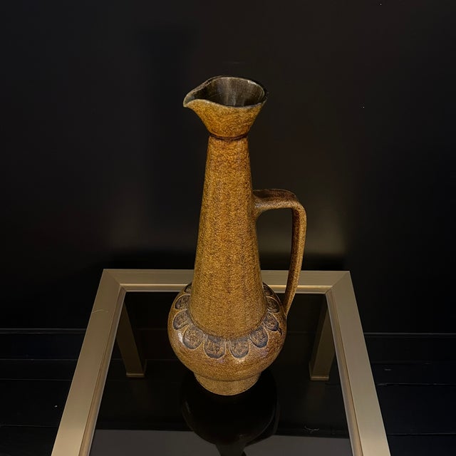 Large ceramic pitcher or ewer, signed Accolay on the reverse. Also suitable as a vase, bud vase, or simply as a decorative...