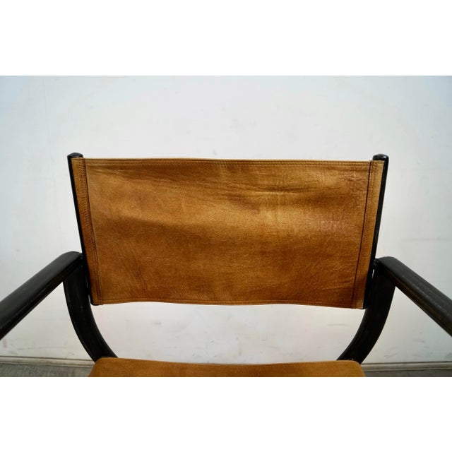 Restoration Hardware French Leather Director’s Armchair For Sale - Image 9 of 12