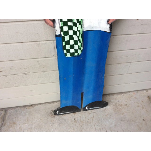 Blue Vintage Late 20th Century French Wood Painted Two Sided Chef Sign For Sale - Image 8 of 13