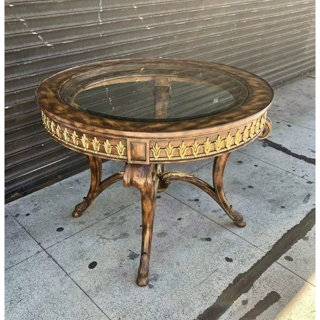 Traditional Center/Entry Table in Brass and Wood by La Barge For Sale - Image 3 of 10