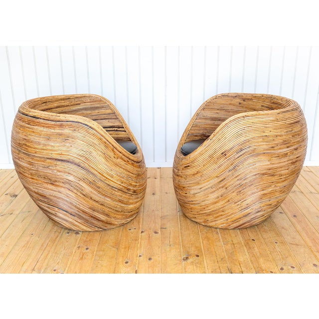 Mid-Century Modern Coastal Boho Rattan Blonde Pod Tub Armchairs by Terence Conran for Habitat, 1980, Set of 2 For Sale - Image 13 of 18