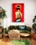 Textile Cedric Vu "Too Noble to Curb" Tufted Yarn Portrait, Back Figure, Golden Halo, Deep Red, Contemporary California Textile Art, Pop Art, 2025 For Sale - Image 7 of 8