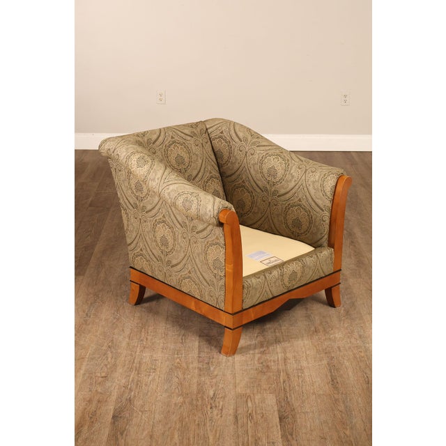 Sherrill Furniture Sherrill Biedermeier Style Upholstered Armchair With Exposed Wood Frame For Sale - Image 4 of 18