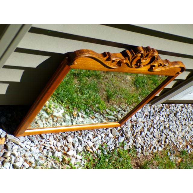 Antique Carved Solid Oak Framed Beveled Mirror For Sale - Image 12 of 14