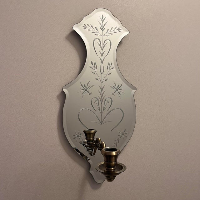 Modern Late 20th Century Modern Venetian Mirrored Wall Candle Sconces - Set of 2 For Sale - Image 3 of 12