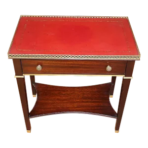 1960s Mahogany Directoire Style Leather Top End Table Console Table Manor of Jansen