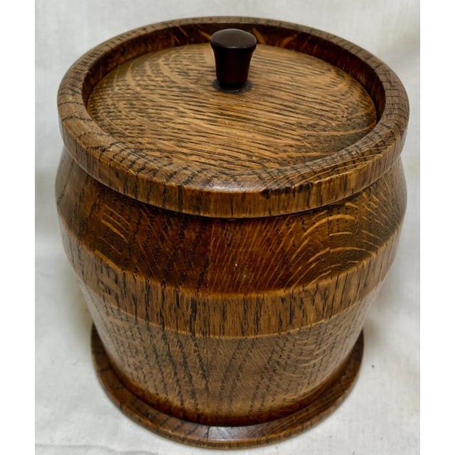 English Antique Ceramic Lined Oak Wood Tea Jar/Caddy From England - Circa 1900 For Sale - Image 3 of 9