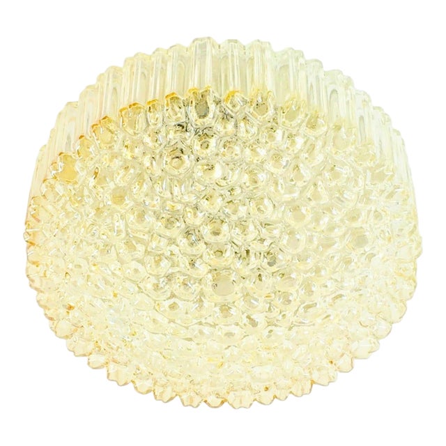 1 of 2 Mid-Century Amber Bubble Glass Ceiling Light/Flush Mount by Helena Tynell for Limburg, 1960s For Sale
