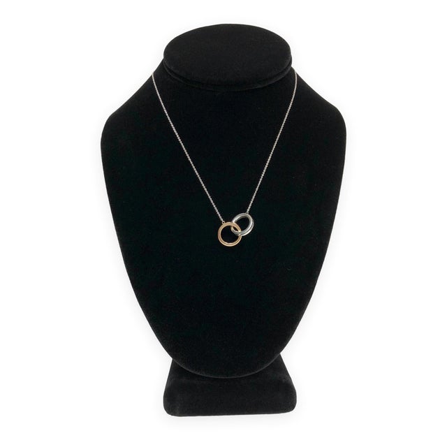 Silver Tiffany & Co. 1837 Interlocking Circles Necklace Sterling Silver & 18k Rose Gold For Sale - Image 8 of 9