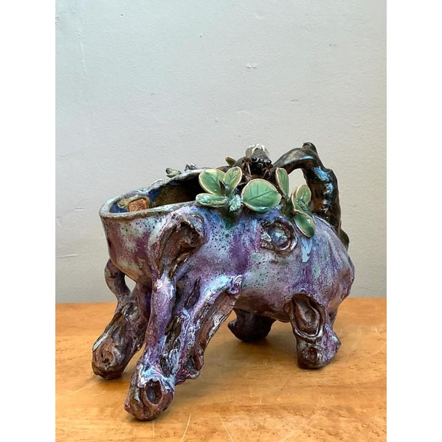 Vintage Sinwah Pottery Faux Bois Cache Pot For Sale - Image 12 of 12