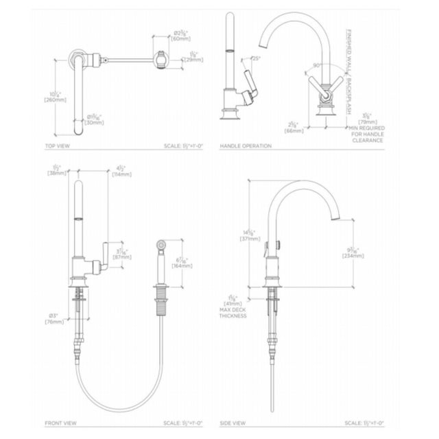 Waterworks Matte Nickel Henry Gooseneck Kitchen Faucet With Side Spray
