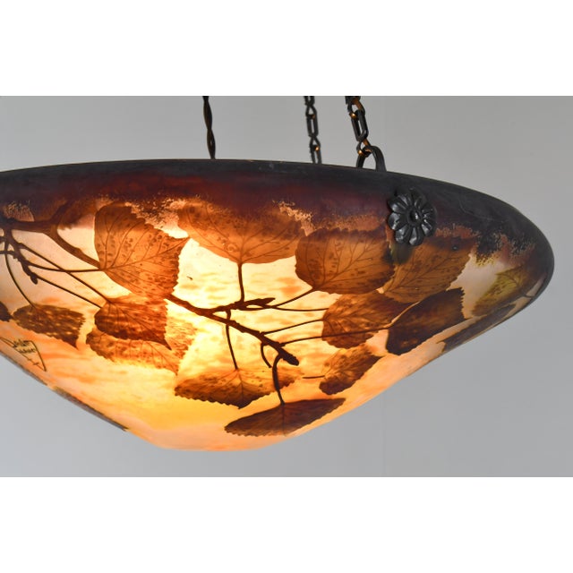 1920s Daum Majorelle French Art Deco Cameo Glass Pendant Chandelier For Sale - Image 12 of 15