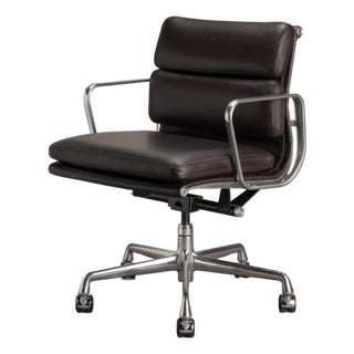 Eames Soft Pad Management Chairs in Espresso Leather by Herman Miller For Sale