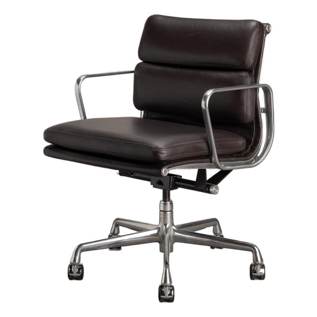 Eames Soft Pad Management Chairs in Espresso Leather by Herman Miller For Sale