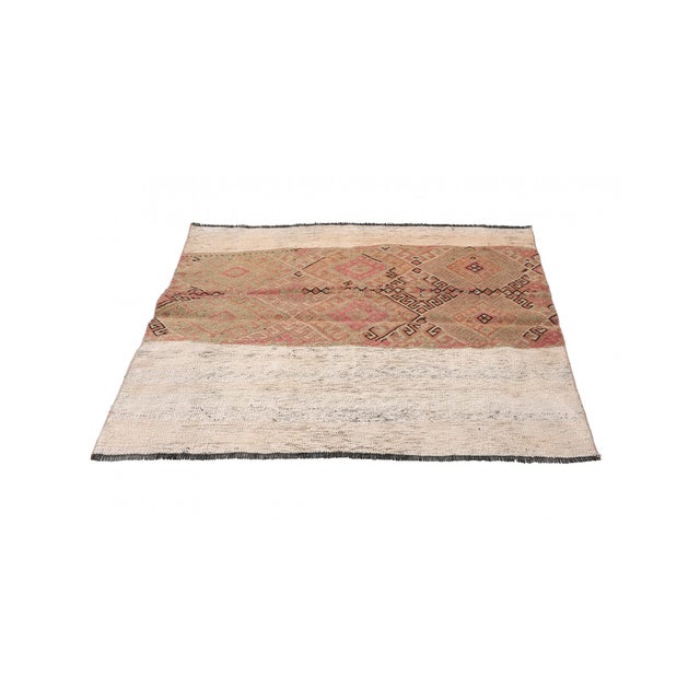 Mid-Century Modern Decorative Faded Vintage Kilim Rug - 3`7″ X 4`0″ For Sale - Image 3 of 6