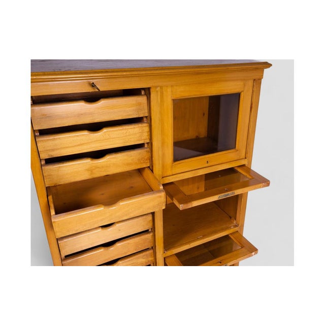 Vintage English Filing Cabinet with Roll-Top and Glass Cabinets For Sale - Image 9 of 11