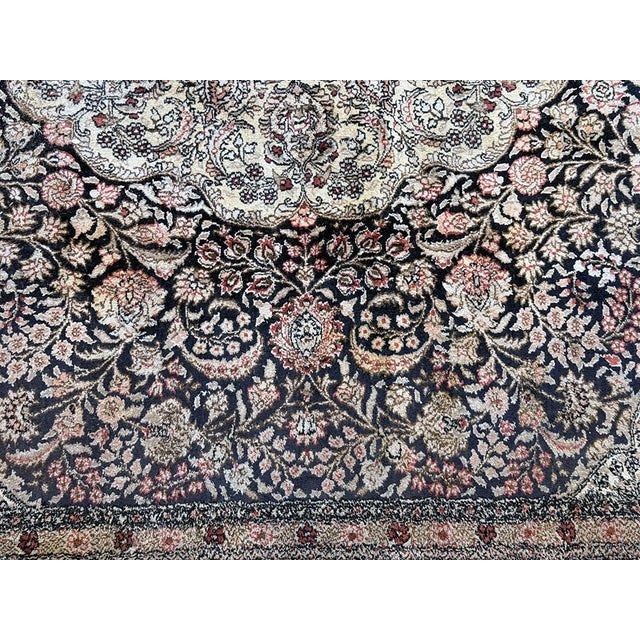 A Vintage 100% Hand Knotted 8'x10' Persian Qum Silk Area Rug For Sale In Los Angeles - Image 6 of 9