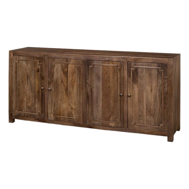 Traditional Four-Door Sideboard in Walnut Tone For Sale