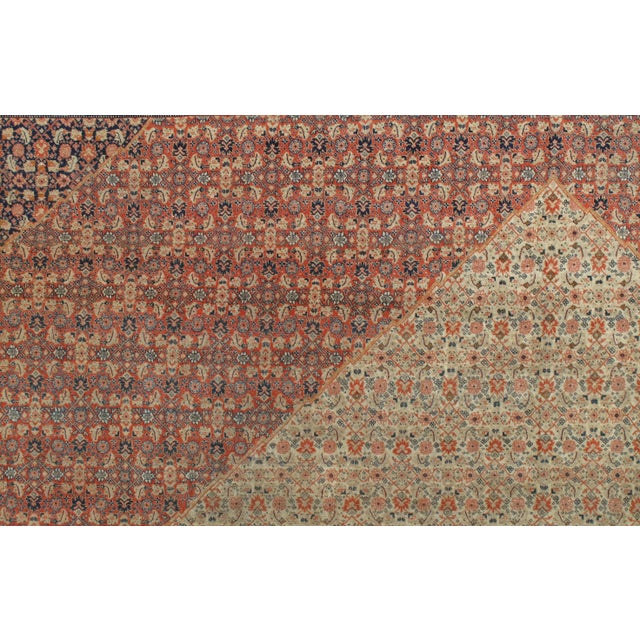 Antique Tabriz Carpet, Hadji Jalili Persian Rug, Earth Tones, Ivory, Rust, Navy For Sale - Image 12 of 13