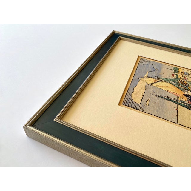 Various Artists Robert Bruce Rogers Vintage 1932 " Drying Rigging, Provincetown " Waterfront Seascape Framed Original Signed Fine Art Woodblock Print For Sale - Image 4 of 14