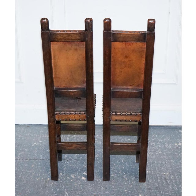 17th Century Revival Oak Childs Correction Chairs, Set of 2 For Sale - Image 10 of 11