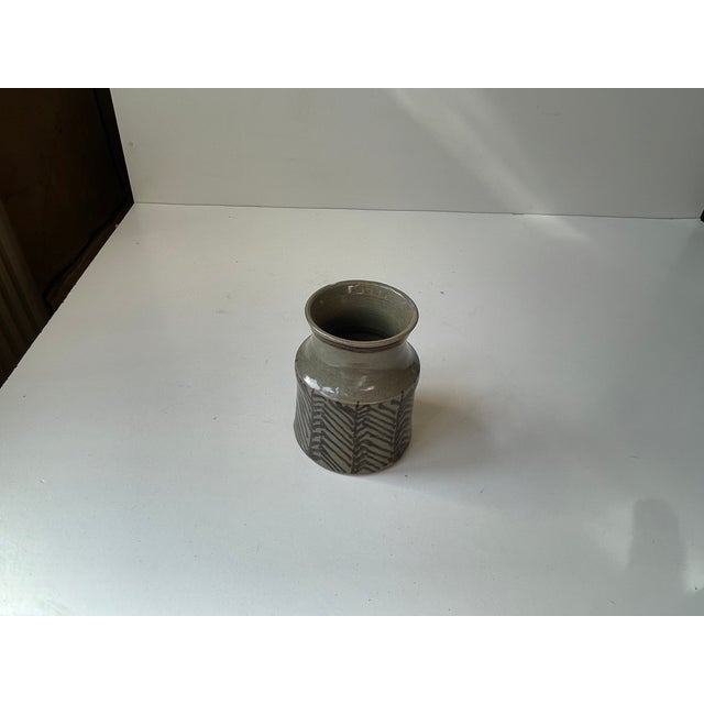 Mid-Century Modern Danish Modern Ceramic Vase by Eva Sjögren for L. Hjorth, 1960s For Sale - Image 3 of 8