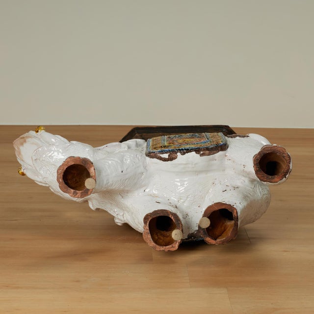 Terra Cotta Vintage Italian Glazed Terra Cotta Elephant Stand For Sale - Image 8 of 10
