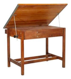 Antique Arts & Crafts Oak Adjustable Drafting Table C1930
