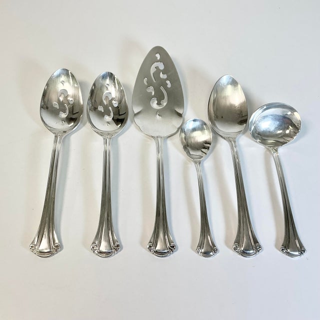 1970s Vintage Traditional Hollywood Regency Silver Plate Flatware - Set of 71 For Sale - Image 14 of 18