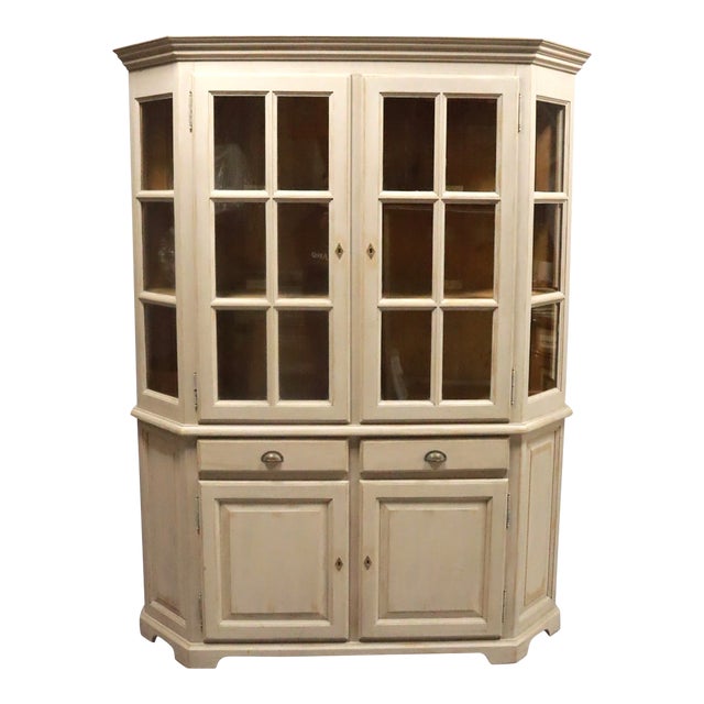 1960s Wood Dining Hutch Cabinet For Sale