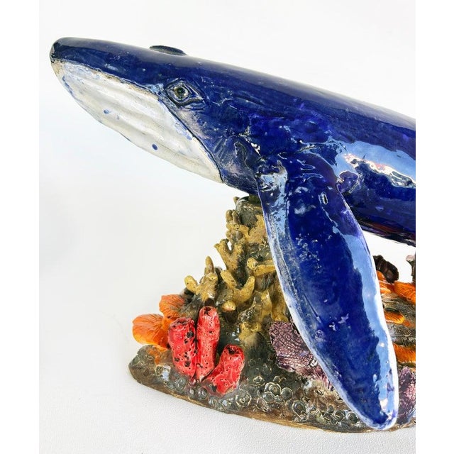 Unique Hand-Made Sculptural Glazed Ceramic Humpback Whale by Rexx Fischer For Sale - Image 4 of 10