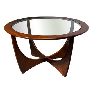Mid-Century Modern Round Astro Coffee Table in Teak and Glass from G-Plan For Sale
