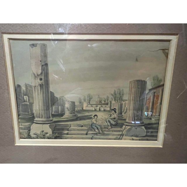 Tan Original Lithograph Framed Pictures of Pompeii 1830 - Set of 3 For Sale - Image 8 of 12
