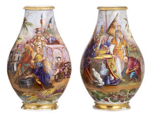 Large 19th Century Porcelain Vases, Set of 2