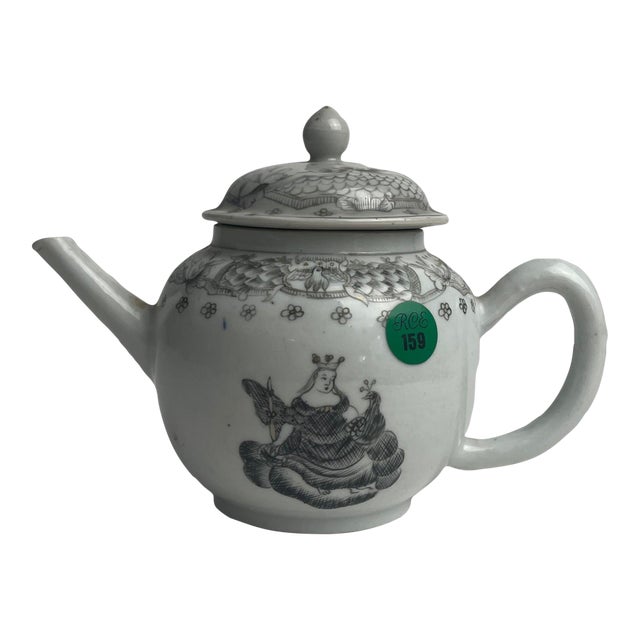 18th Century Chinese Export Juno Grisaille Tea Pot For Sale