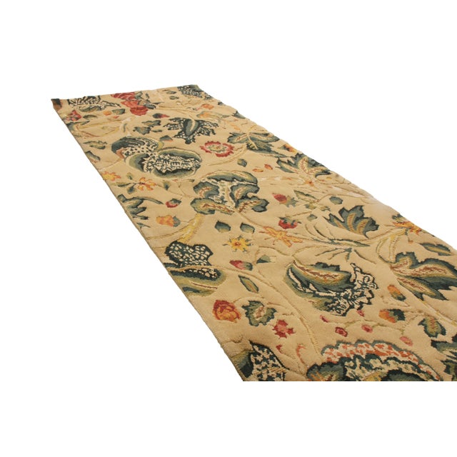 Traditional Rug & Kilim's Tudor-Inspired Cream and Green Wool Floral Runner For Sale - Image 3 of 6