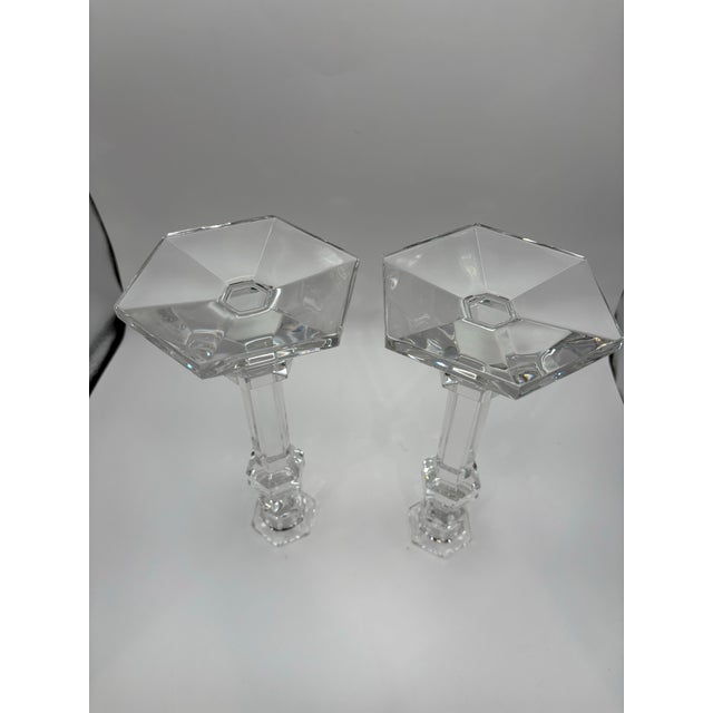 Late 20th Century Val Saint Lambert Crystal Candlesticks- a Pair For Sale - Image 10 of 10