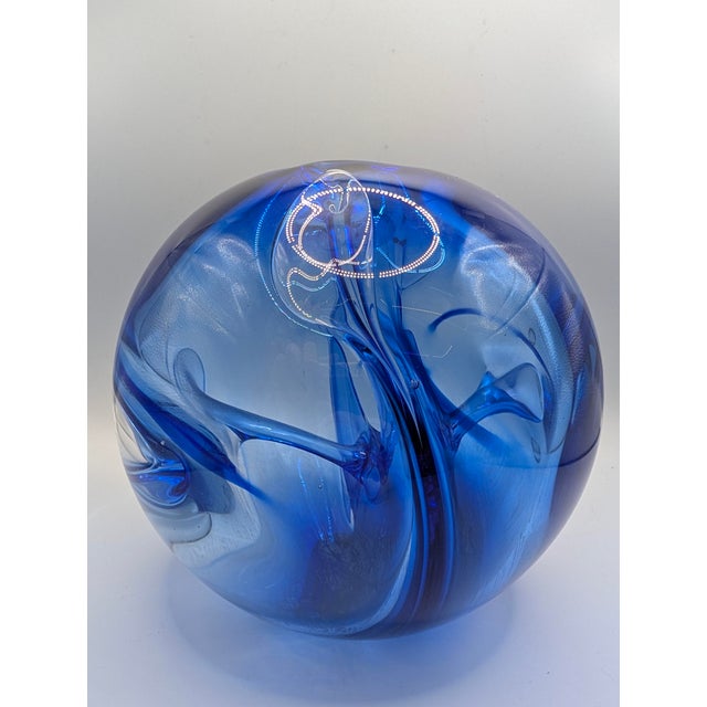 William Worcester Glassworks Signed 1987 Studio Art Glass Vase Cobalt Blue For Sale - Image 13 of 13