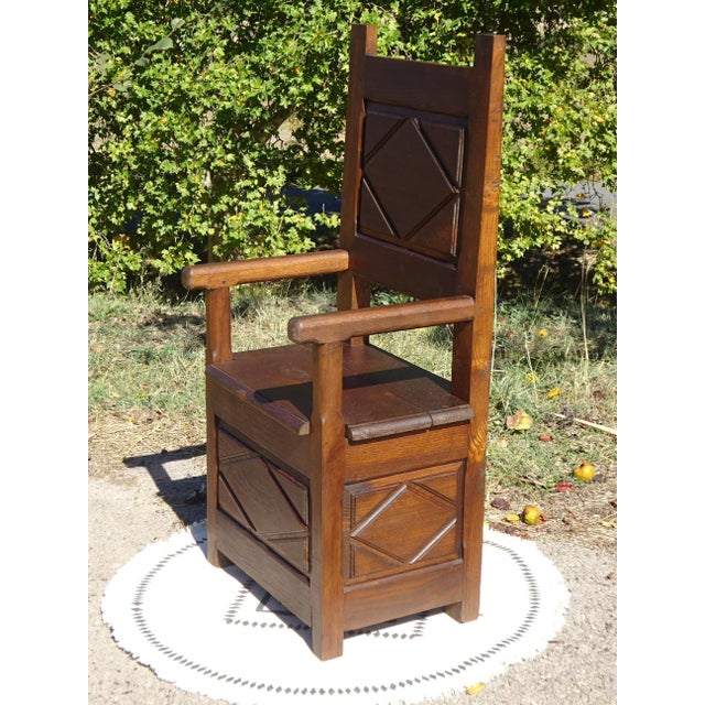 Louis XIII Wooden Chest Armchair For Sale - Image 5 of 14