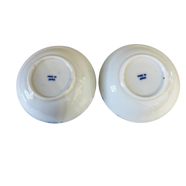 Blue Vintage Blue and White Porcelain Decorative Set of 5 Plates Made in Japan For Sale - Image 8 of 11