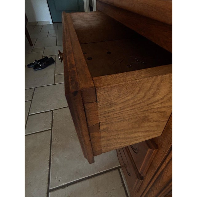 Wood Louis XV Bedside Table in Oak Carved Moldings, 1890s For Sale - Image 7 of 12