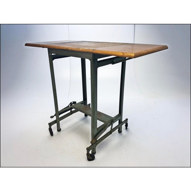 Vintage Industrial Green Wood Top Typewriter Table with Drop Leaf Chairish