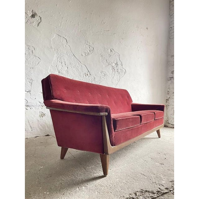 Mid-Century Modern Swedish Velvet 3-Seater Sofa, 1950s-1960s For Sale - Image 4 of 15