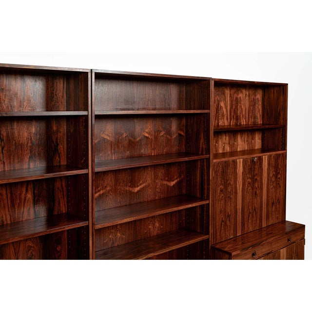 1960s Mid-Century Swedish Rosewood Bookcase Dropdown Wall Unit by Bertil Fridhagen for Bodafors, 1960s For Sale - Image 5 of 18