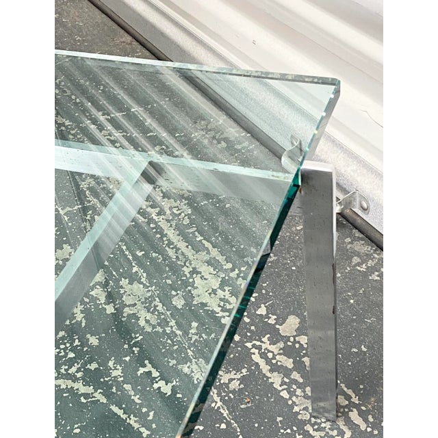 Iconic Minimalist Steel + Glass Table by Poul Kjærholm Pk61 For Sale - Image 6 of 12