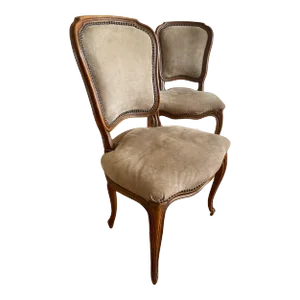 Three Early 20th Century French Walnut Carved Side Chairs c.1900